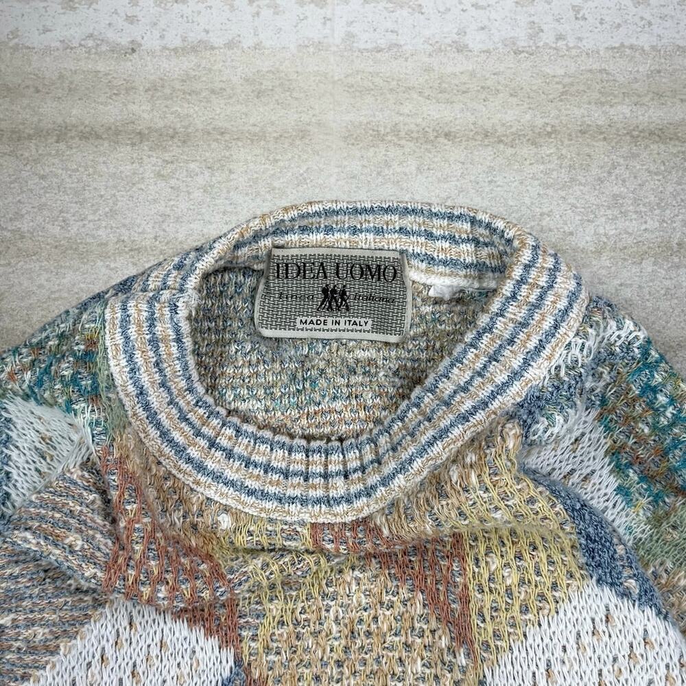 Vintage Sweater Geometric Pastel Acrylic Crewneck Pullover Made in Italy 90s - Picture 3 of 3